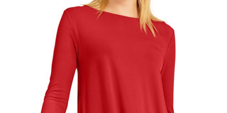 Alfani Women's High Low Tunic Red Size Small