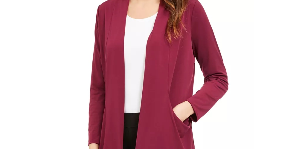 Alfani Women's Open-Front Cardigan Wine Size Small