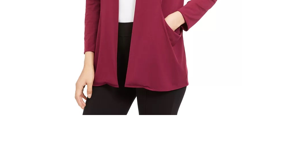 Alfani Women's Open-Front Cardigan Wine Size Small