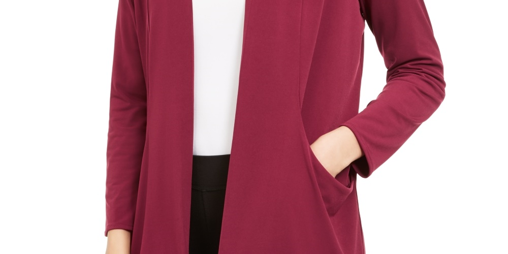 Alfani Women's Open Front Cardigan Wine Size XX-Large