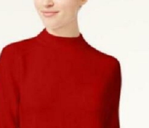 Karen Scott Women's Zip-Back Mock-Neck Sweater Mediun Red Size Small