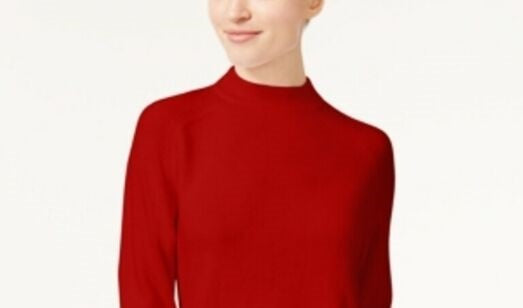 Karen Scott Women's Zip Back Mock Neck Sweater Red Size XX-Large