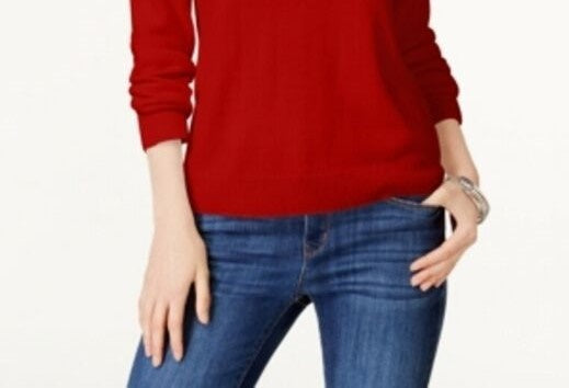 Karen Scott Women's Zip Back Mock Neck Sweater Red Size XX-Large