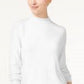 Karen Scott Women's Zip-Back Mock-Neck Sweater White Size Small
