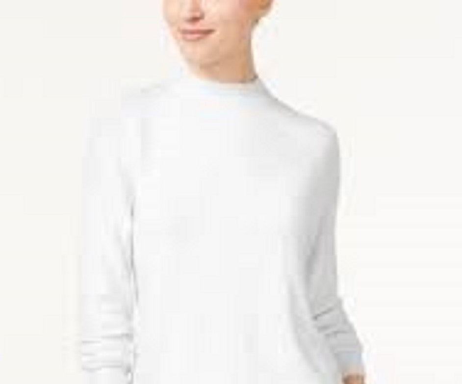 Karen Scott Women's Zip-Back Mock-Neck Sweater White Size Small