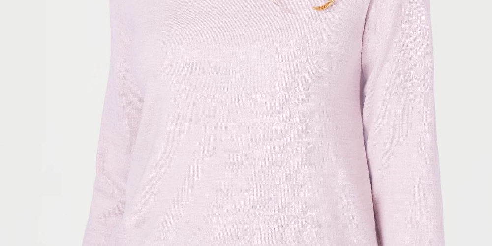 Karen Scott Women's Zip Back Mock Neck Sweater White Size Large