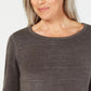 Karen Scott Women's Textured-Stripe Sweater Charcoal Size Small