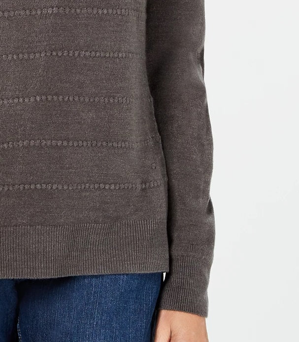 Karen Scott Women's Textured-Stripe Sweater Gray Size Small