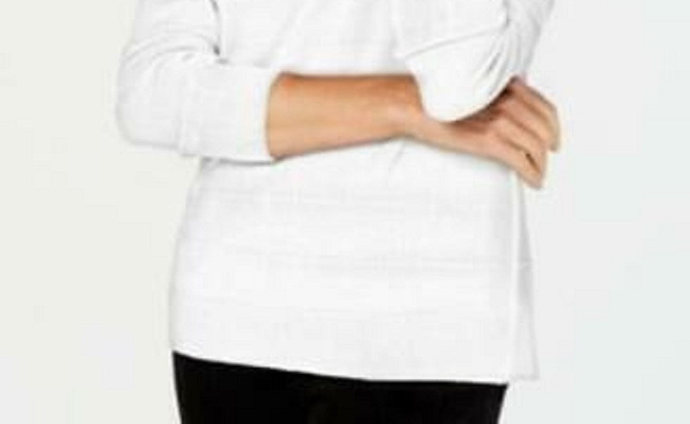 Karen Scott Women's Textured Stripe Sweater White Size XX-Large