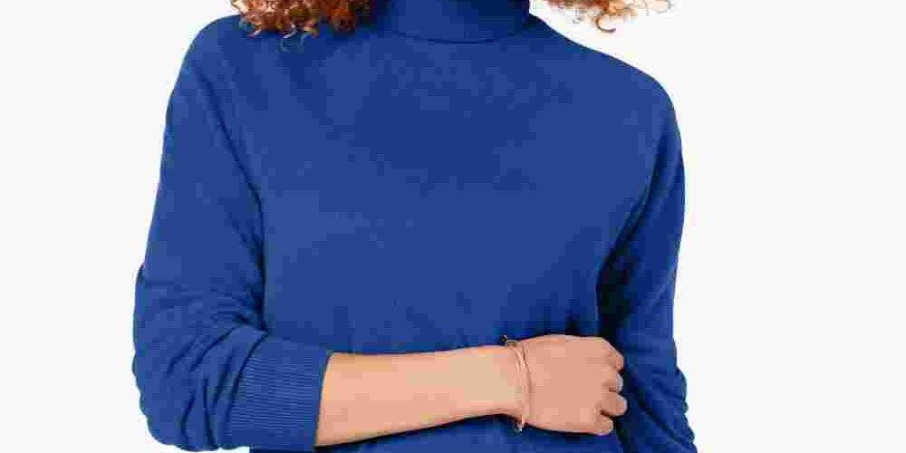 Karen Scott Women's Ribbed Long Sleeve Turtle Neck Sweater Navy Size X-Small