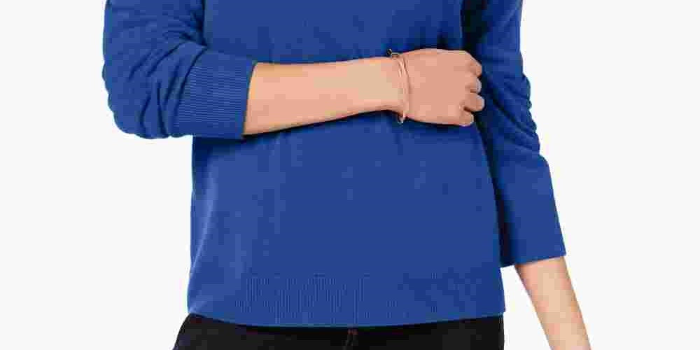 Karen Scott Women's Ribbed Long Sleeve Turtle Neck Sweater Navy Size X-Small