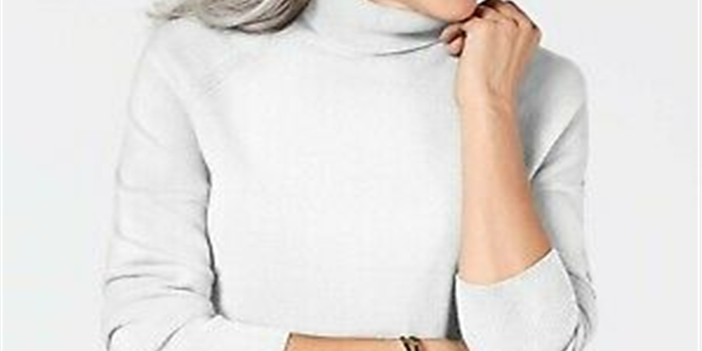 Karen Scott Women's Turtleneck Sweater White Size Large