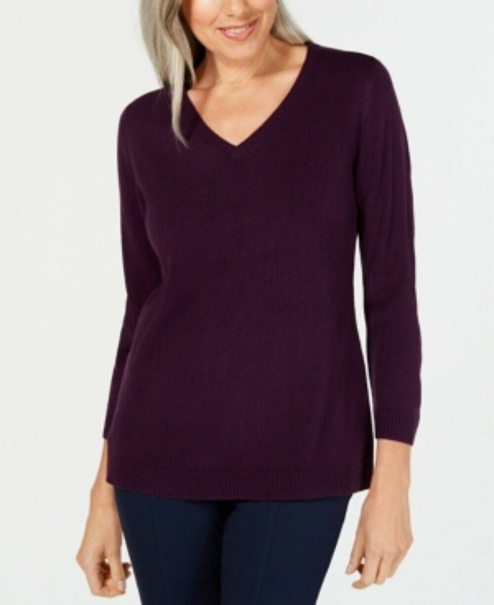 Karen Scott Women's V Neck Sweater Purple Size X-Small