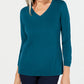 Karen Scott Women's V-Neck Sweater Teal X-Small