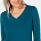 Karen Scott Women's V-Neck Sweater Teal X-Small