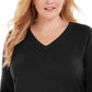Karen Scott Women's Plus Size V-Neck Luxsoft Sweater Black Size 1X