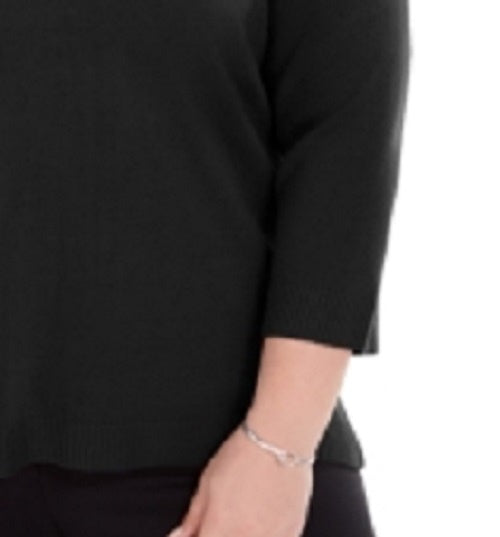 Karen Scott Women's Plus Size V-Neck Luxsoft Sweater Black Size 1X
