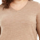 Karen Scott Women's Plus V Neck Luxsoft Sweater Brown Size 3X