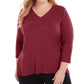 Karen Scott Women's V Neck Luxsoft Sweater Red Size 3X