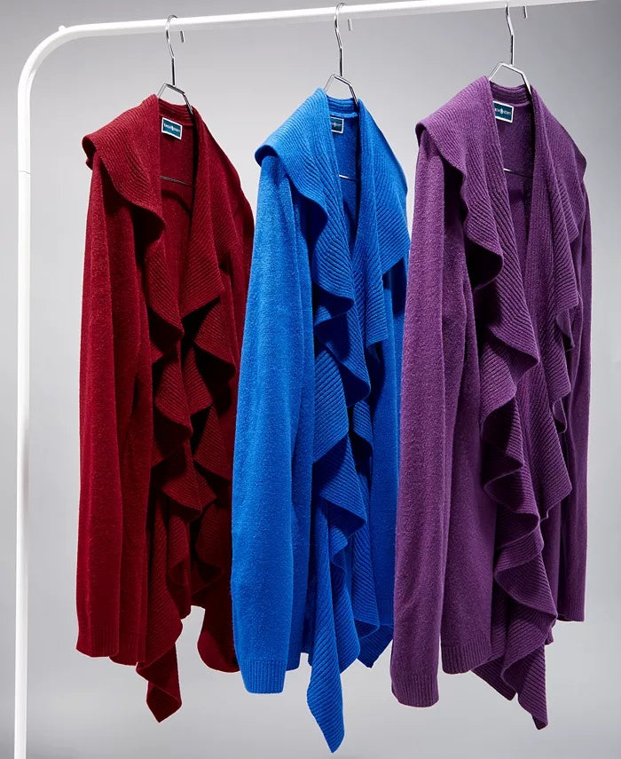 Karen Scott Women's Ruffle-Front Cardigan Pink Size XX Large