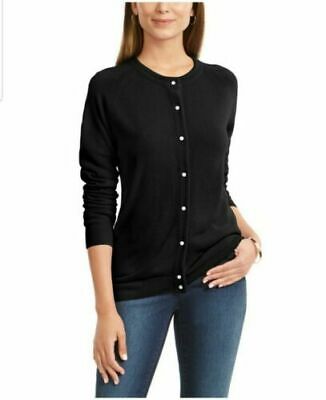 Karen Scott Women's Luxsoft Button Cardigan Black Size Petite Small
