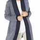 Karen Scott Women's Contrast-Trim Open-Front Cardigan  Blue Size Small