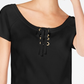 INC International Concepts Women's Solid Lace Up Top Black Size X-Large