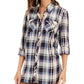 Style & Co Women's Plaid Tunic Gray Size X-Small