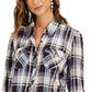 Style & Co Women's Plaid Tunic Gray Size X-Small