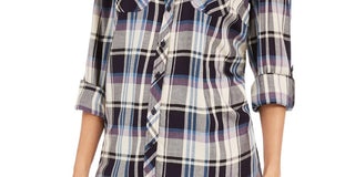 Style & Co Women's Plaid Tunic Gray Size X-Small