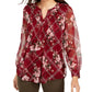 Charter Club Women's Printed Split Neck Top Wine Size Large