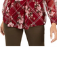 Charter Club Women's Printed Split-Neck Top Wine Size Extra Small