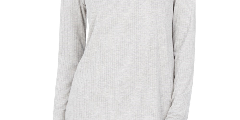 Charter Club Women's Heathered Ribbed Turtleneck Top Grey Size Small