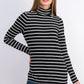 Charter Club Women's Striped Turtleneck Top Black Size XX-Large