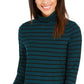 Charter Club Women's Striped Turtleneck Top  Green Size Large