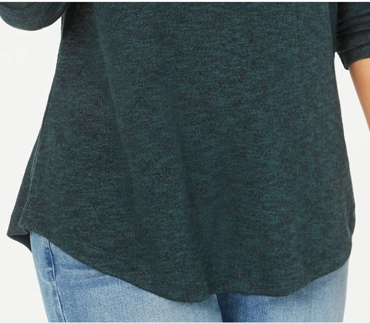 Style & Co. Women's Long Sleeve Scoop Neck Top Green Size Medium