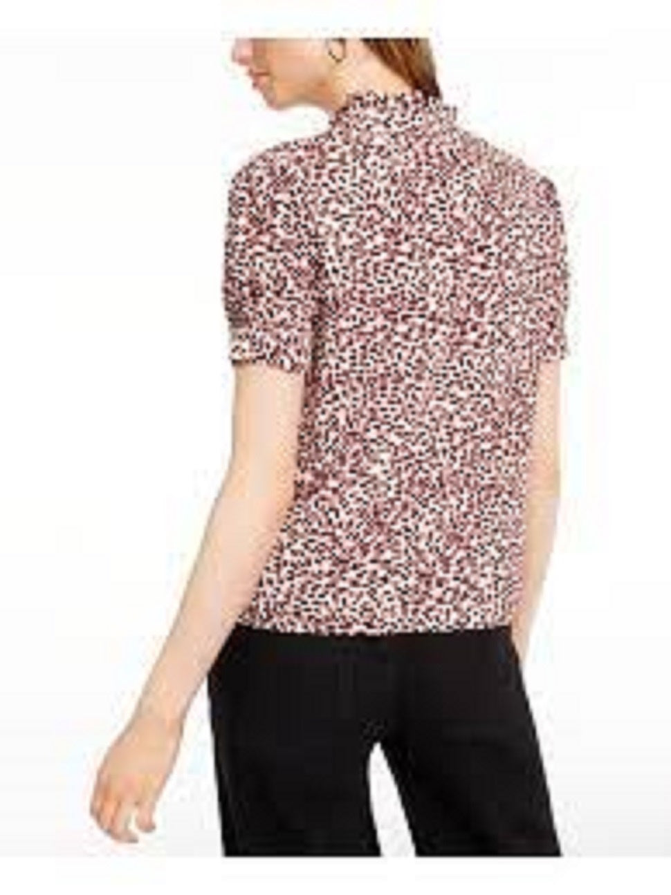 Maison Jules Women's Ruffled Floral-Print Top White Size Small