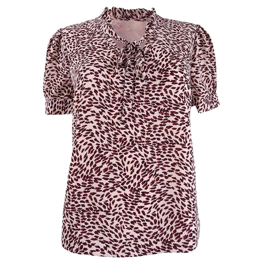 Maison Jules Women's Ruffled Floral-Print Top White Size Small