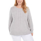 Karen Scott Women's Cable-Knit Panel Sweater Gray Size X-Small