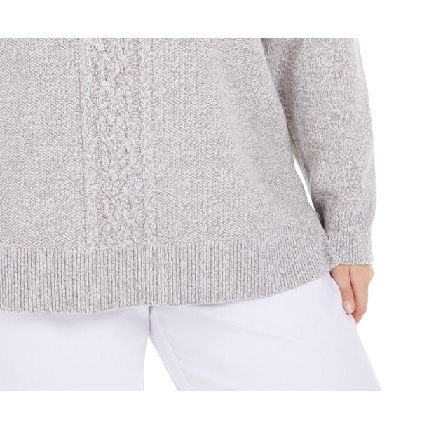 Karen Scott Women's Cable-Knit Panel Sweater Gray Size X-Small
