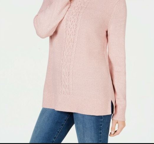 Karen Scott Women's Cable Knit Panel Sweater Pink Size XX-Large