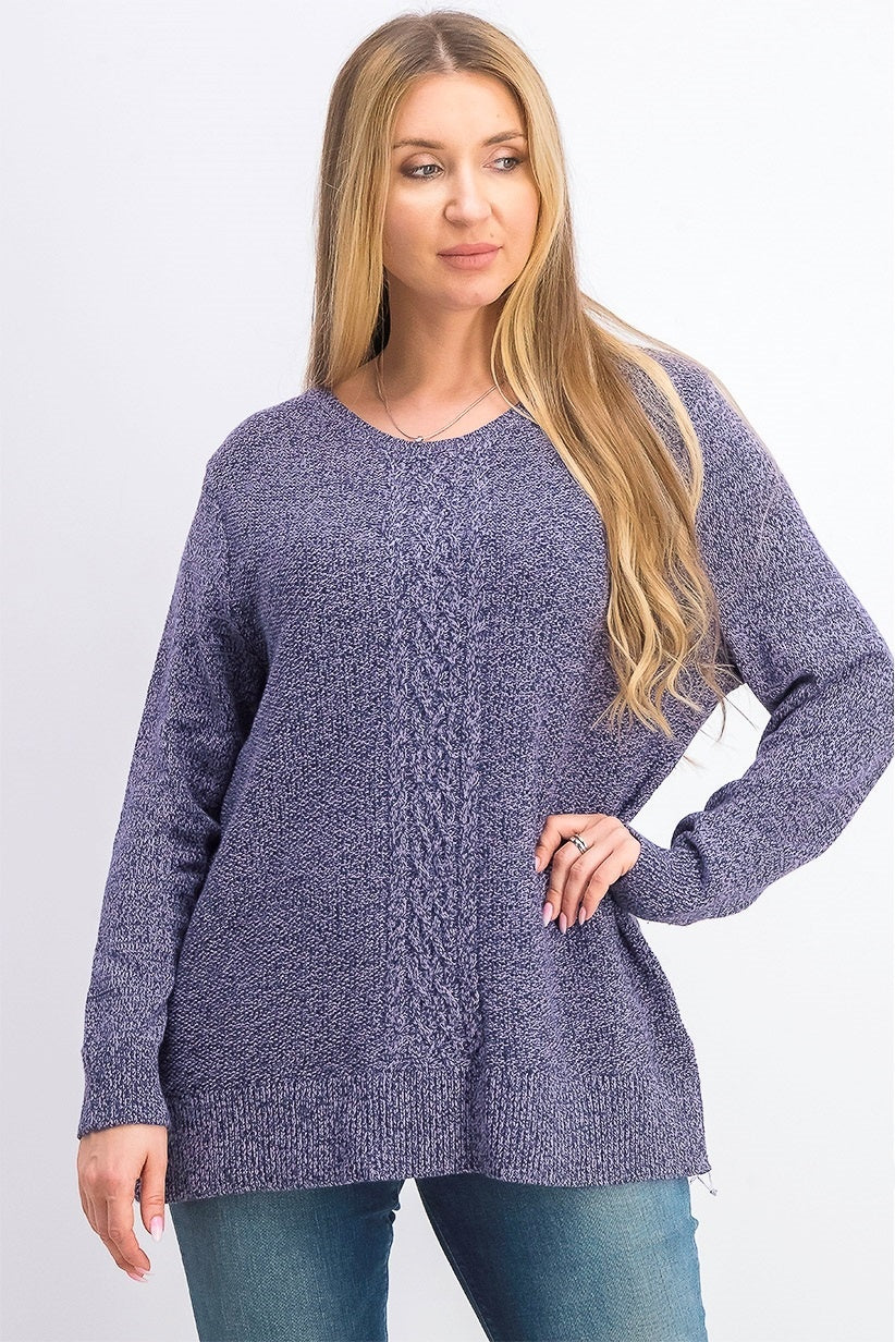 Karen Scott Women's Cable-Knit Panel Sweater Purple Size Medium