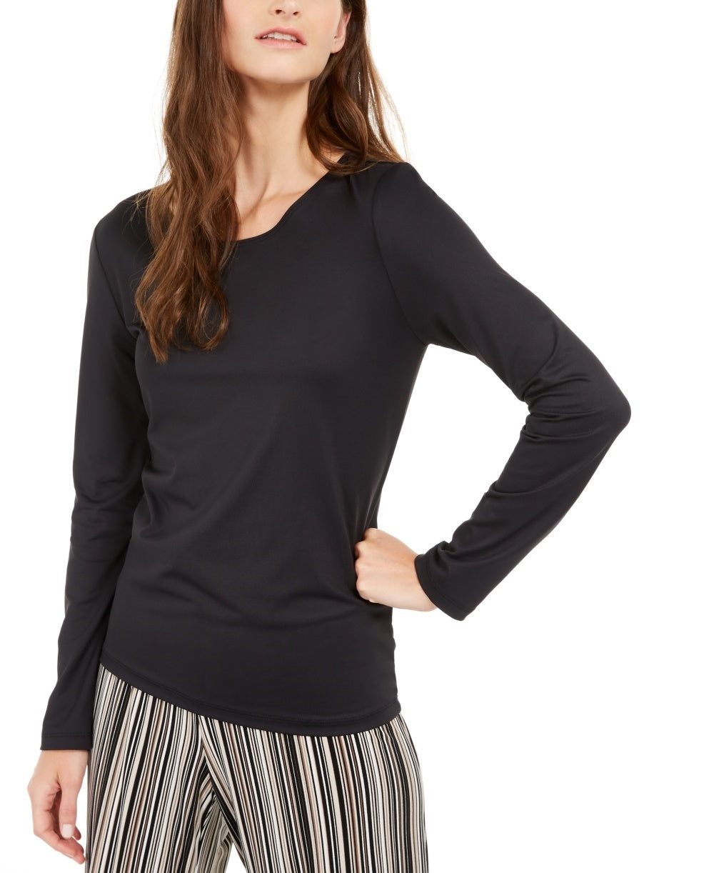 Alfani Women's Scoop-Neck Solid Top Black Size Small