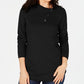 Karen Scott Women's Cotton Envelope Neck Sweater  Black Size X-Small