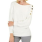JM Collection Women's Button Sleeve Sweater White Size XX-Large