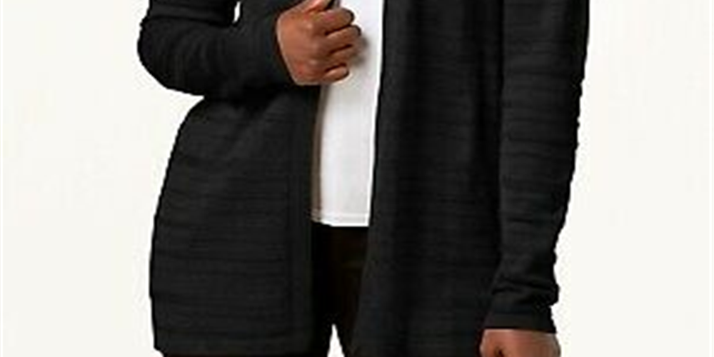 Karen Scott Women's Pointelle Knit Cardigan Black Size Large