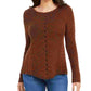 Style & Co Women's Scalloped Hem Ribbed Knit Sweater Khaki Size XX-Large