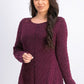 Style & Co Women's Scalloped Hem Ribbed Knit Sweater Dark Red Size Small