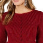 Style & Co Women's Scalloped Hem Ribbed Knit Sweater Red Size X-Small