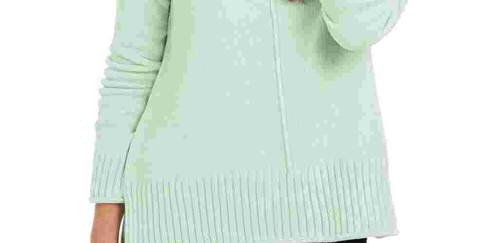 Style & Company Women's Textured Heather Long Sleeve Crew Neck Blouse Sweater Green Size X-Small